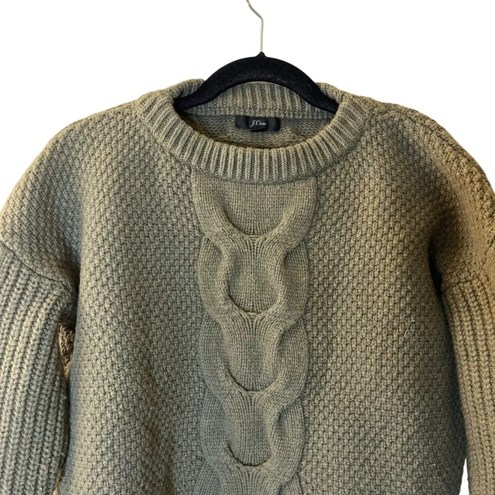 J.Crew Olive Cable Knit Sweater Sz XS